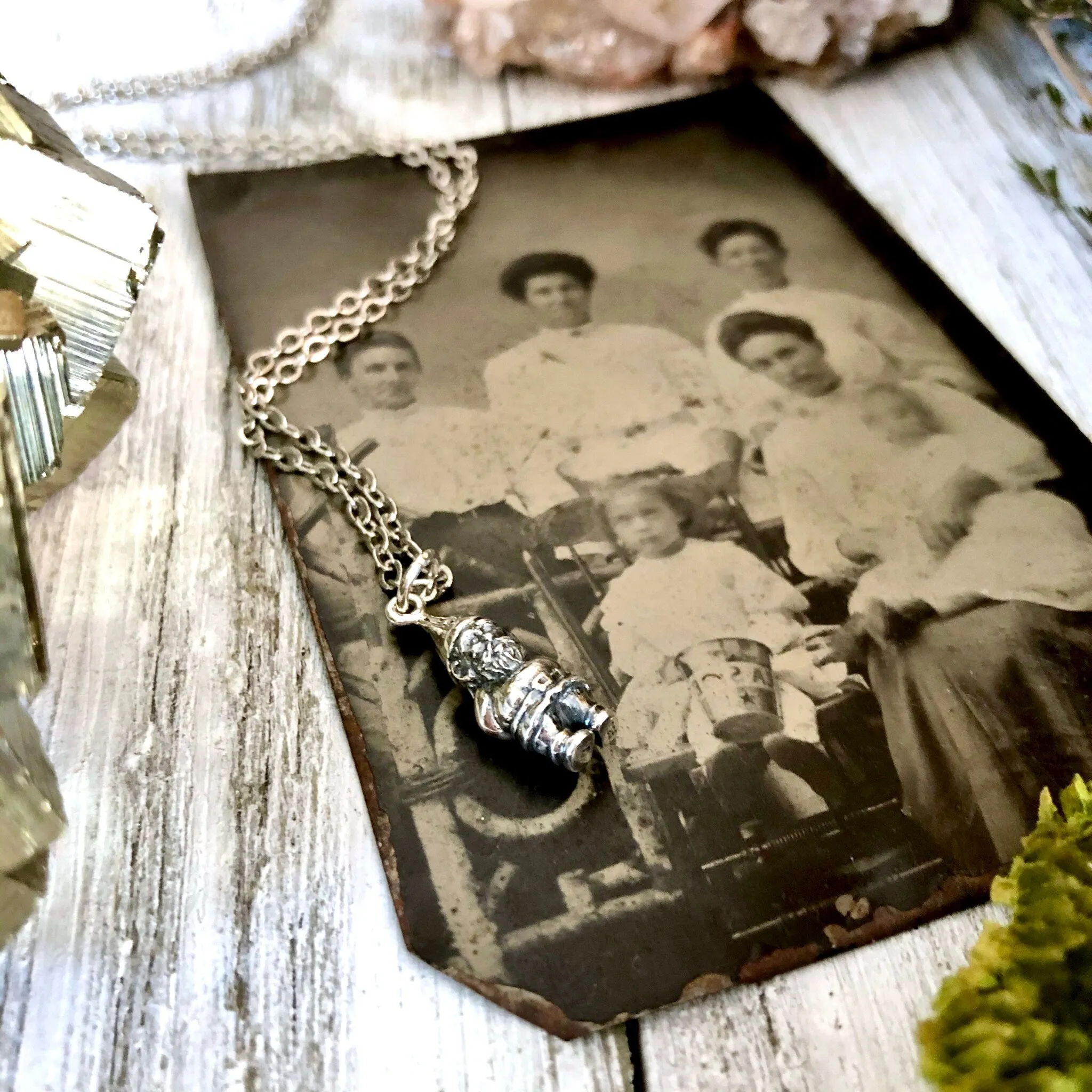 Tiny Talisman Collection - Sterling Silver Teeny Garden Gnome Necklace Pendant 19x7mm  / Curated  Collection