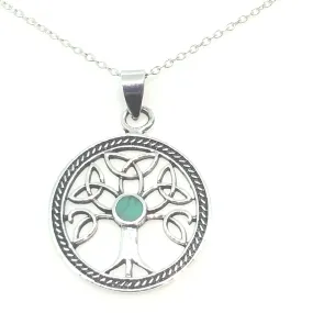 Tree of Life turquoise silver necklace