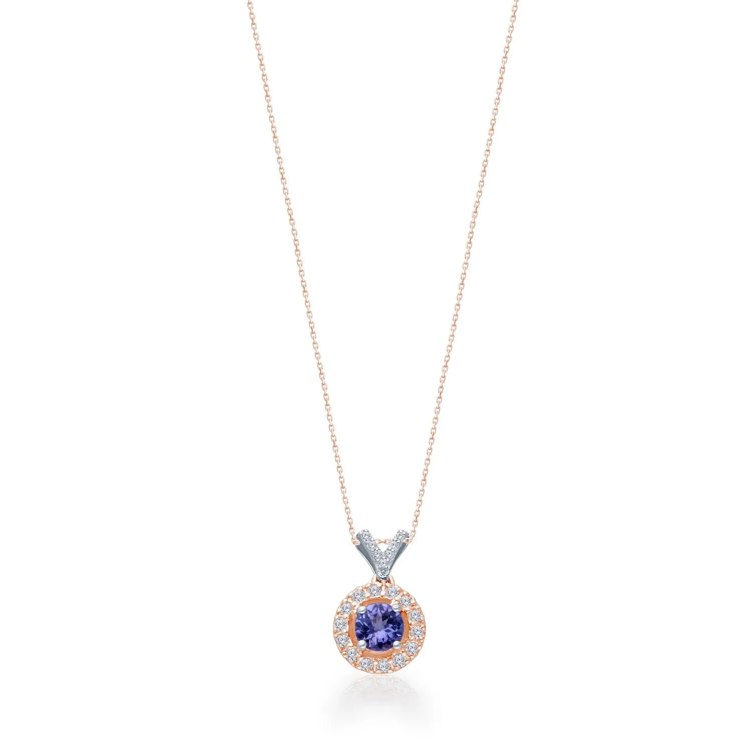 Two Tone Gold Tanzanite & Diamond Heirloom Pendant