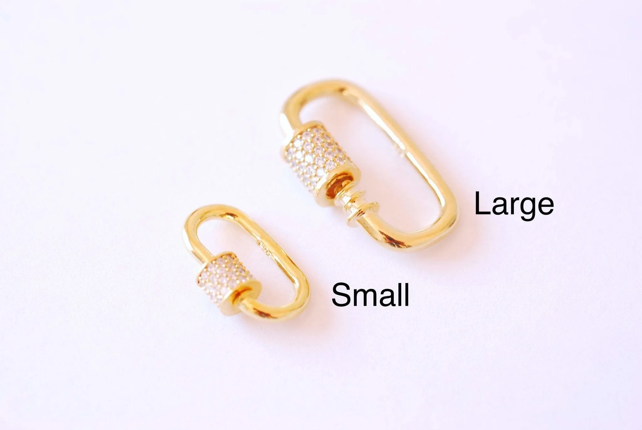 Wholesale Cubic Zirconia Carabiner Clasp - Vermeil 18k gold plated 925 sterling silver Carabiner Lock Screw Pendant Charm Clasp HarperCrown