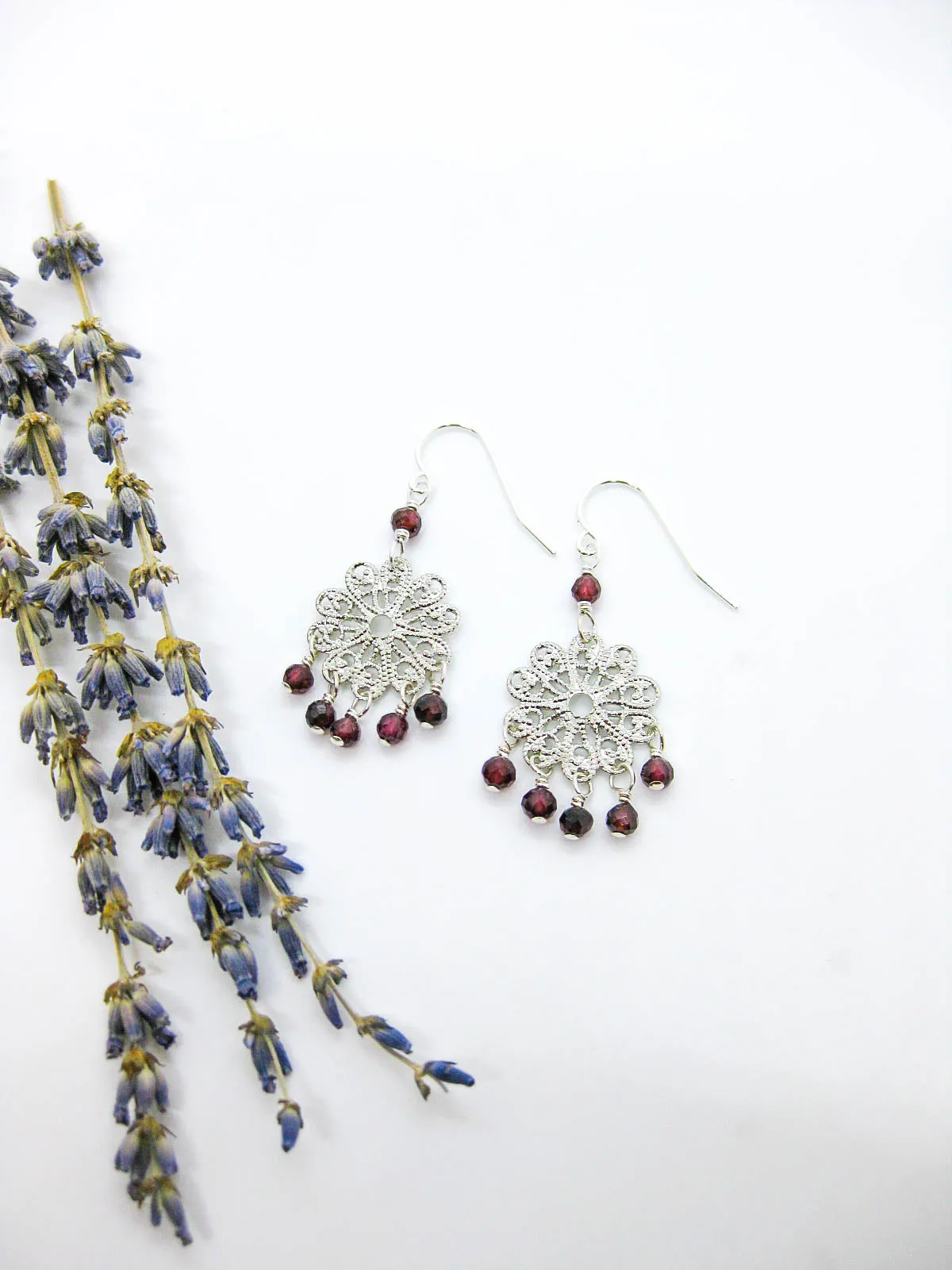 Willow: Garnet Earrings - e653