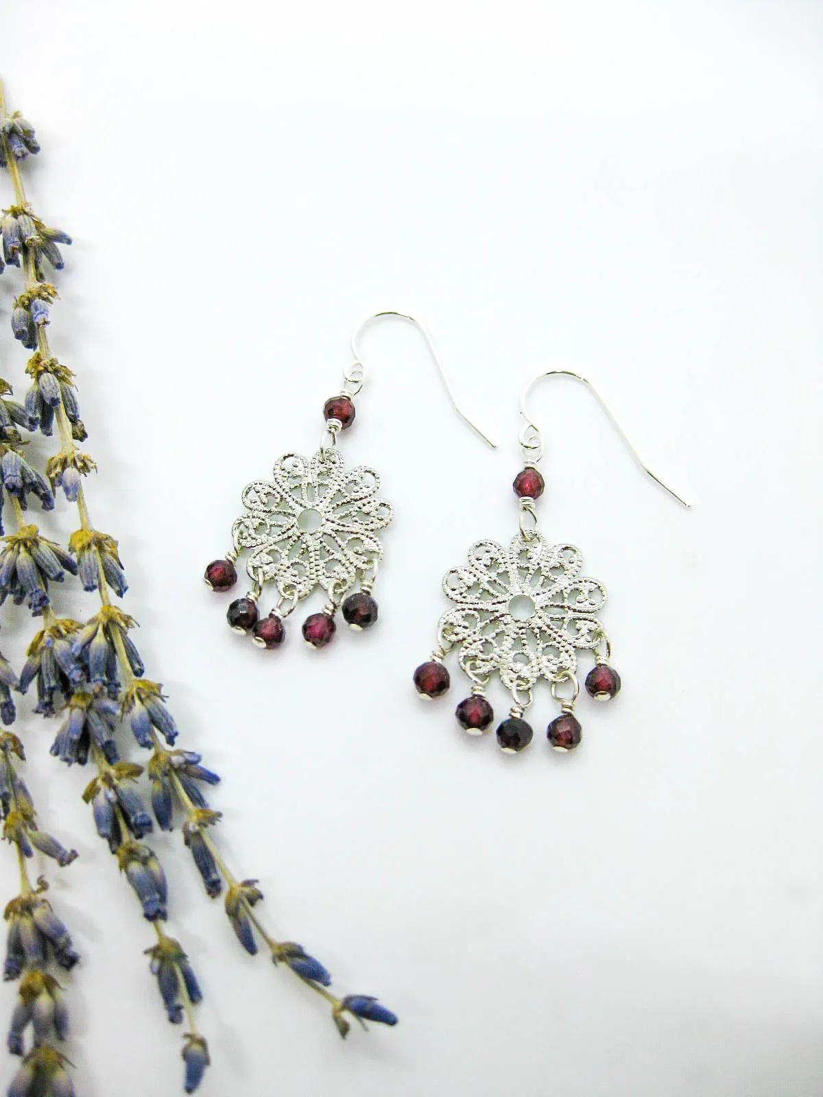 Willow: Garnet Earrings - e653